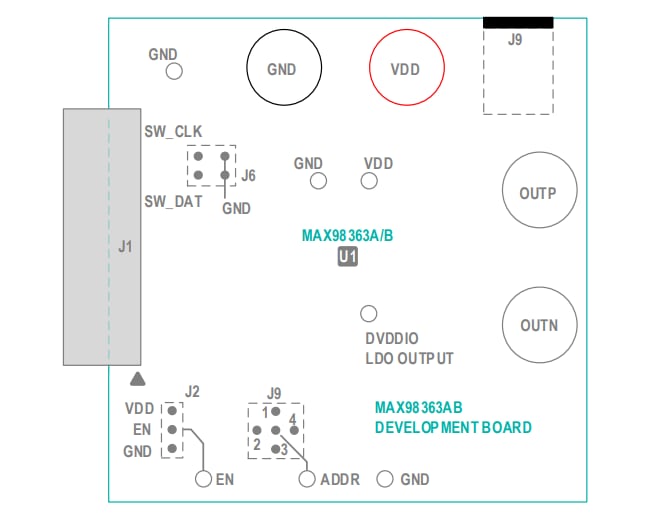 Location Circuit - Analog Devices / Maxim Integrated MAX98363 (A/B/C/D) Development Boards